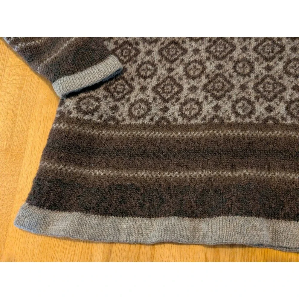 Fair Isle %100 Wool Sweater Brown Crew Neck Size M Mac & Jack Cute & Warm!!